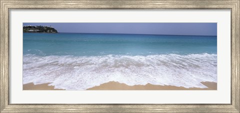 Framed Surf on the beach, Antigua, Antigua and Barbuda Print