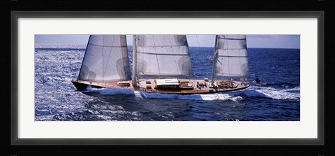 Framed Sailboat in the sea, Antigua (horizontal) Print