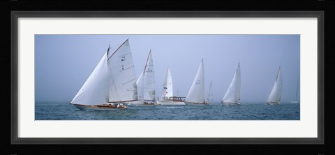 Framed Yachts racing in the ocean, Annual Museum Of Yachting Classic Yacht Regatta, Newport, Newport County, Rhode Island, USA Print