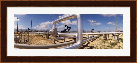 Framed Pipelines on a landscape, Taft, Kern County, California, USA Print