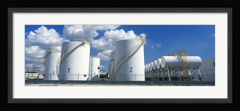 Framed Storage tanks in a factory, Miami, Florida, USA Print