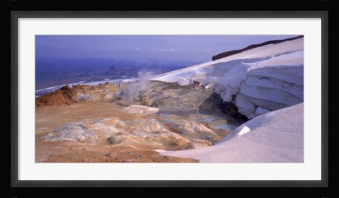 Framed Panoramic view of a geothermal area, Kverkfjoll, Vatnajokull, Iceland Print