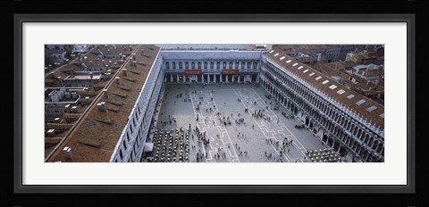 Framed High angle view of a town square, St. Mark's Square, St Mark's Campanile, Venice, Veneto, Italy Print