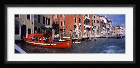 Framed Red Gondola, Grand Canal, Venice, Veneto, Italy Print