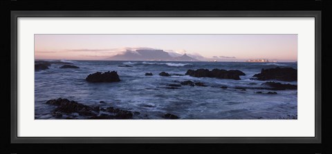 Framed Rocks in the sea with Table Mountain, Cape Town, South Africa Print