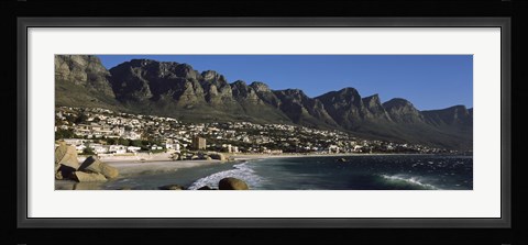 Framed Town at the coast with a mountain range, Twelve Apostle, Camps Bay, Cape Town, Western Cape Province, Republic of South Africa Print