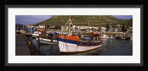 Framed Fishing boats moored at a harbor, Kalk Bay Harbour, Kalk Bay, False Bay, Cape Town, Western Cape Province, South Africa Print