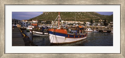 Framed Fishing boats moored at a harbor, Kalk Bay Harbour, Kalk Bay, False Bay, Cape Town, Western Cape Province, South Africa Print