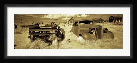 Framed Abandoned car in a ghost town, Bodie Ghost Town, Mono County, California, USA Print