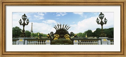 Framed Bridge with a tower in the background, Pont Alexandre III, Eiffel Tower, Paris, Ile-de-France, France Print