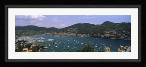 Framed High angle view of boats at a port, Port D'Andratx, Majorca, Balearic Islands, Spain Print