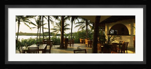 Framed Restaurant surrounded with palm trees, Pilipan Restaurant, Watamu, Coast Province, Kenya Print