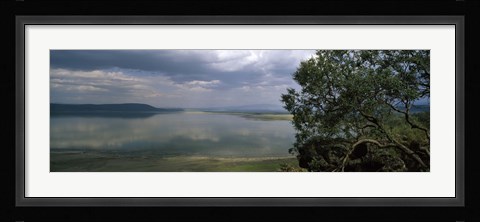 Framed Reflection of clouds in water, Lake Nakuru, Great Rift Valley, Lake Nakuru National Park, Kenya Print