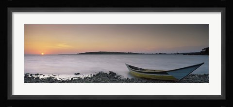 Framed Boat at the lakeside, Lake Victoria, Great Rift Valley, Kenya Print
