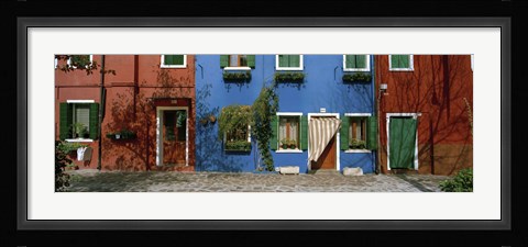 Framed Facade of houses, Burano, Veneto, Italy Print