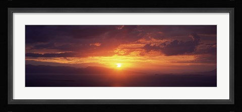 Framed Sunset over the sea, Aegina, Saronic Gulf Islands, Attica, Greece Print