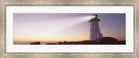 Framed Low Angle View Of A Lighthouse at dusk, Peggy&#39;s Cove, Nova Scotia, Canada Print