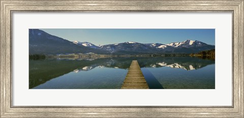 Framed Pier over on a lake, Wolfgangsee, St. Wolfgang, Salzkammergut, Upper Austria, Austria Print