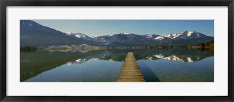 Framed Pier over on a lake, Wolfgangsee, St. Wolfgang, Salzkammergut, Upper Austria, Austria Print