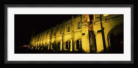 Framed Low angle view of a monastery at night, Mosteiro Dos Jeronimos, Belem, Lisbon, Portugal Print