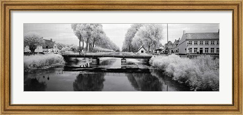 Framed Bridge across a channel connecting Bruges to Damme, West Flanders, Belgium Print