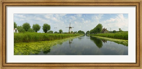 Framed Traditional windmill along with a canal, Damme, Belgium Print