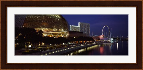 Framed Concert hall at the waterfront, Esplanade Theater, The Singapore Flyer, Singapore River, Singapore Print