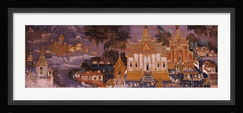 Framed Ramayana murals in a palace, Royal Palace, Phnom Penh, Cambodia Print