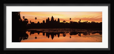 Framed Silhouette of a temple, Angkor Wat, Angkor, Cambodia Print