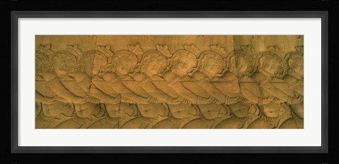 Framed Bas relief in a temple, Angkor Wat, Angkor, Cambodia Print