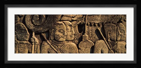 Framed Sculptures in a temple, Bayon Temple, Angkor, Cambodia Print