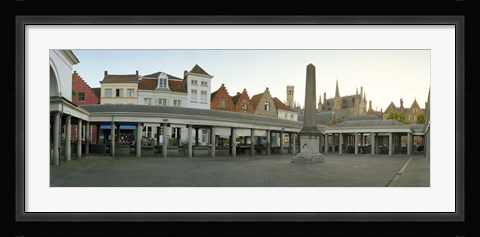 Framed Facade of an old fish market, Vismarkt, Bruges, West Flanders, Belgium Print