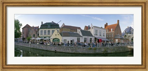 Framed Buildings at the waterfront, Bruges, West Flanders, Belgium Print