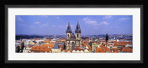 Framed Church in a city, Tyn Church, Prague Old Town Square, Prague, Czech Republic Print