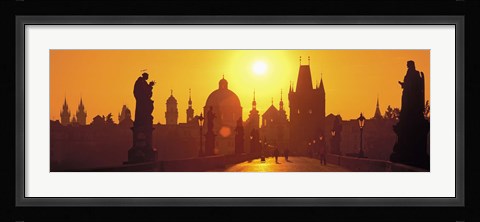 Framed Sunset over Charles Bridge, Prague, Czech Republic Print