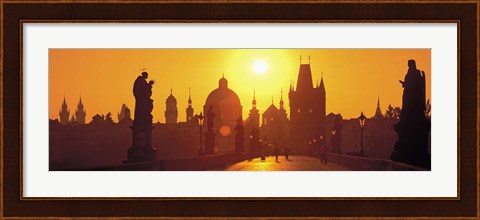 Framed Sunset over Charles Bridge, Prague, Czech Republic Print