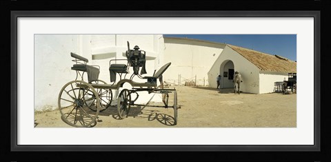 Framed Horse cart in front of a hotel, Hotel Cortijo El Esparragal, Gerena, Seville, Seville Province, Andalusia, Spain Print