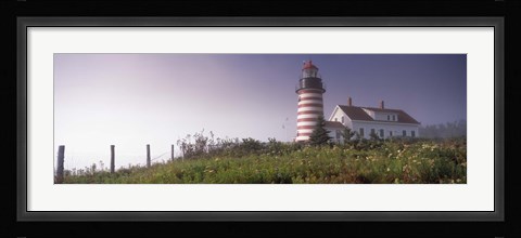 Framed Low angle view of a lighthouse, West Quoddy Head lighthouse, Lubec, Washington County, Maine, USA Print