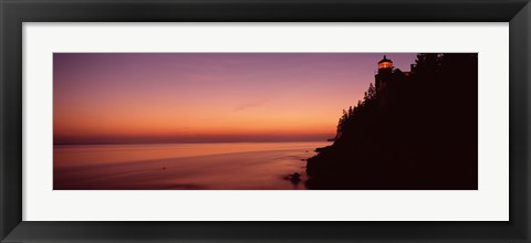 Framed Bass Head Lighthouse at dusk, Bass Harbor, Maine Print