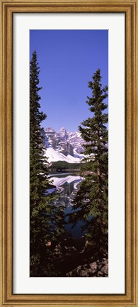 Framed Lake in front of mountains, Banff, Alberta, Canada Print