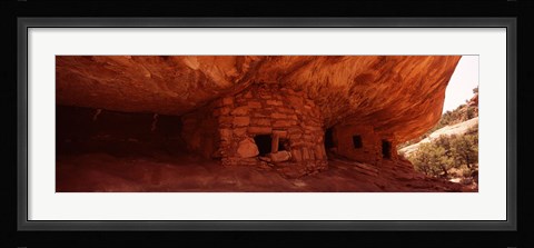 Framed Dwelling structures on a cliff, Anasazi Ruins, Mule Canyon, Utah, USA Print