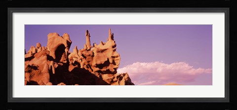 Framed Low angle view of cliffs, Fantasy Canyon, Uintah County, Utah (pink sky) Print