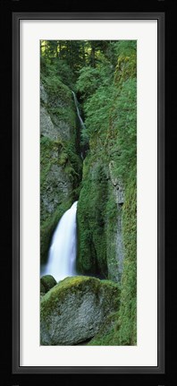Framed Waterfall in a forest, Columbia River Gorge, Oregon, USA Print