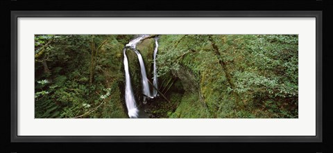 Framed High angle view of a waterfall in a forest, Triple Falls, Columbia River Gorge, Oregon (horizontal) Print