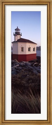 Framed Lighthouse at the coast, Coquille River Lighthouse, Bandon, Coos County, Oregon, USA Print