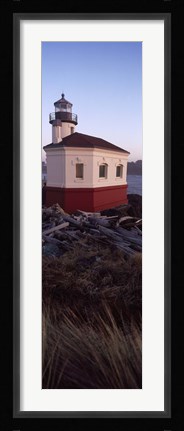 Framed Lighthouse at the coast, Coquille River Lighthouse, Bandon, Coos County, Oregon, USA Print