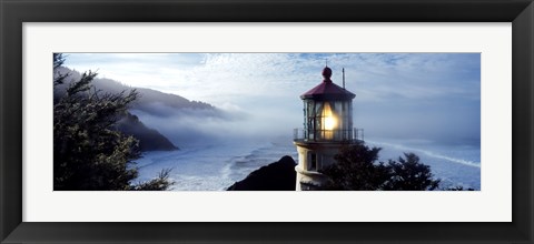 Framed Top of Heceta Head Lighthouse in the Mist, Oregon Print