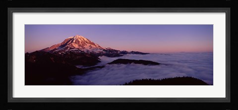 Framed Sea of clouds with mountains in the background, Mt Rainier, Pierce County, Washington State, USA Print