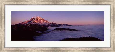 Framed Sea of clouds with mountains in the background, Mt Rainier, Pierce County, Washington State, USA Print