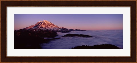 Framed Sea of clouds with mountains in the background, Mt Rainier, Pierce County, Washington State, USA Print